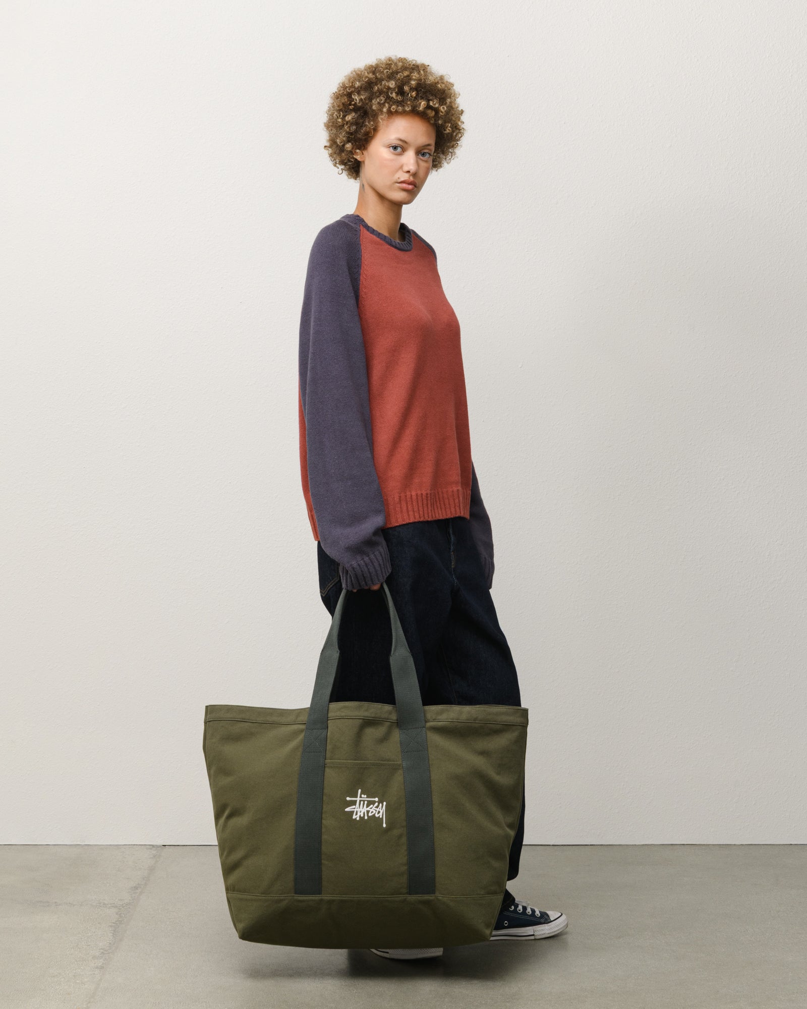 Stussy Canvas Extra Large Tote borsa verde 50x45x20 cm