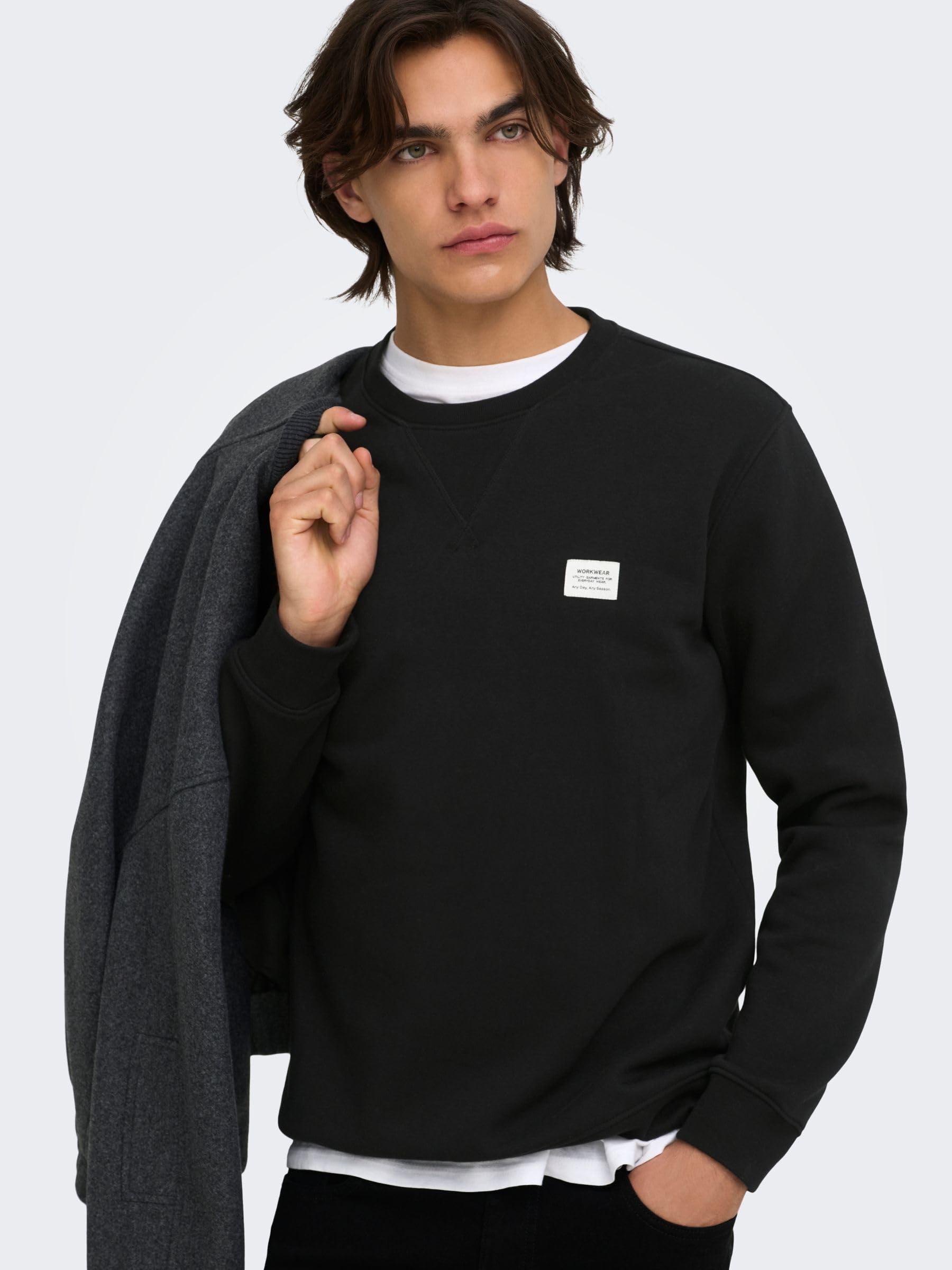 Only & Sons ONSDAWSON Felpa Uomo Nero Girocollo