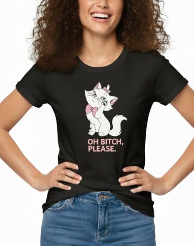 MAKAYA T-Shirt Donna Maglietta Gatto Cotone Taglia L