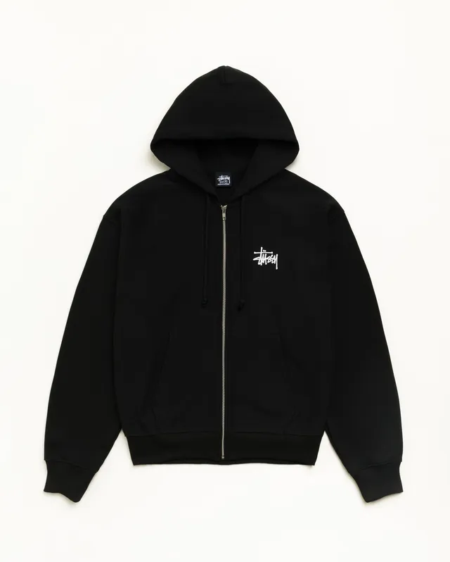Stussy Basic Zip Hoodie felpa zip nera 430 gsm