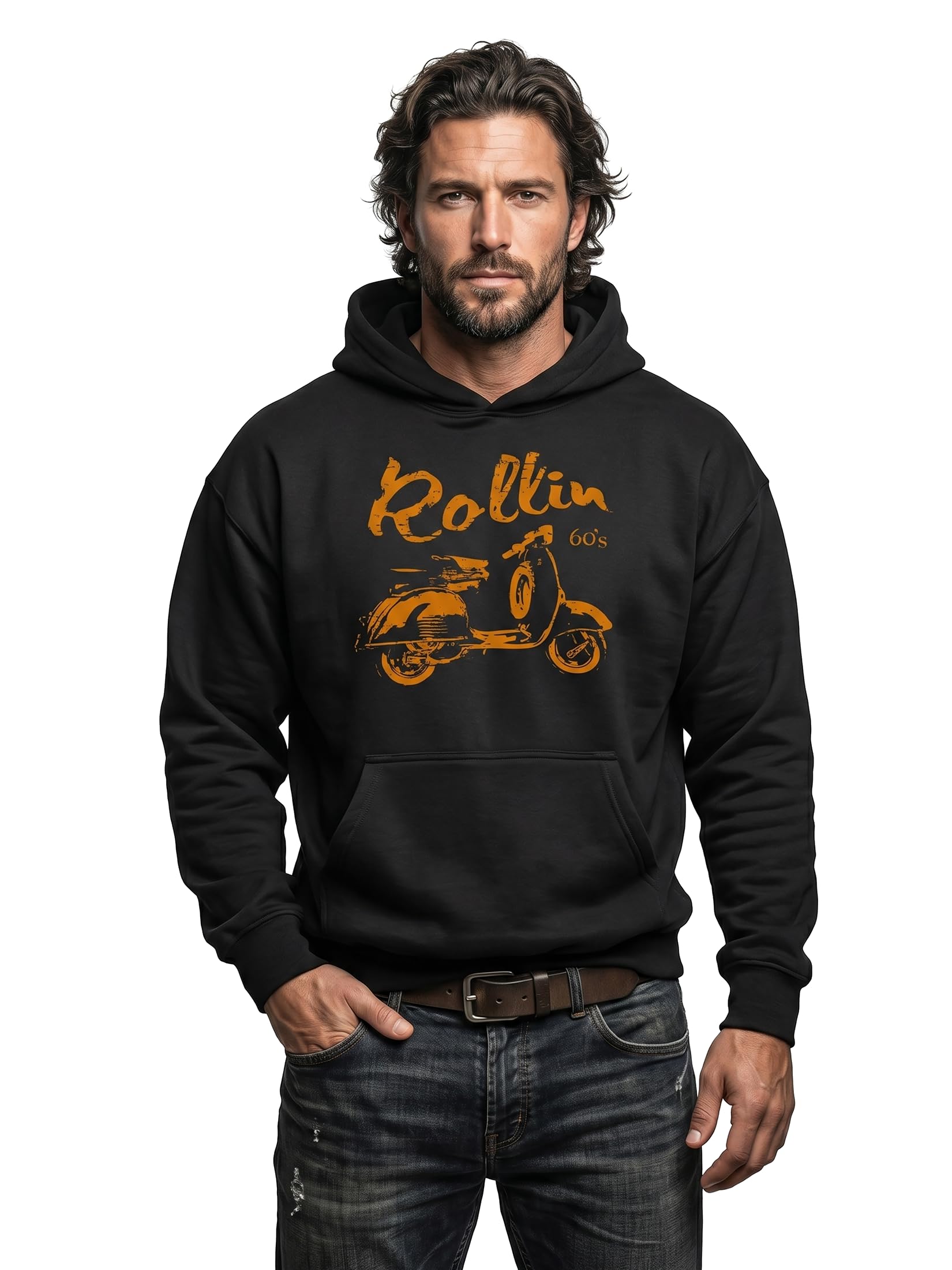 MAKAYA Felpa con cappuccio Rollin 60's nera 3XL