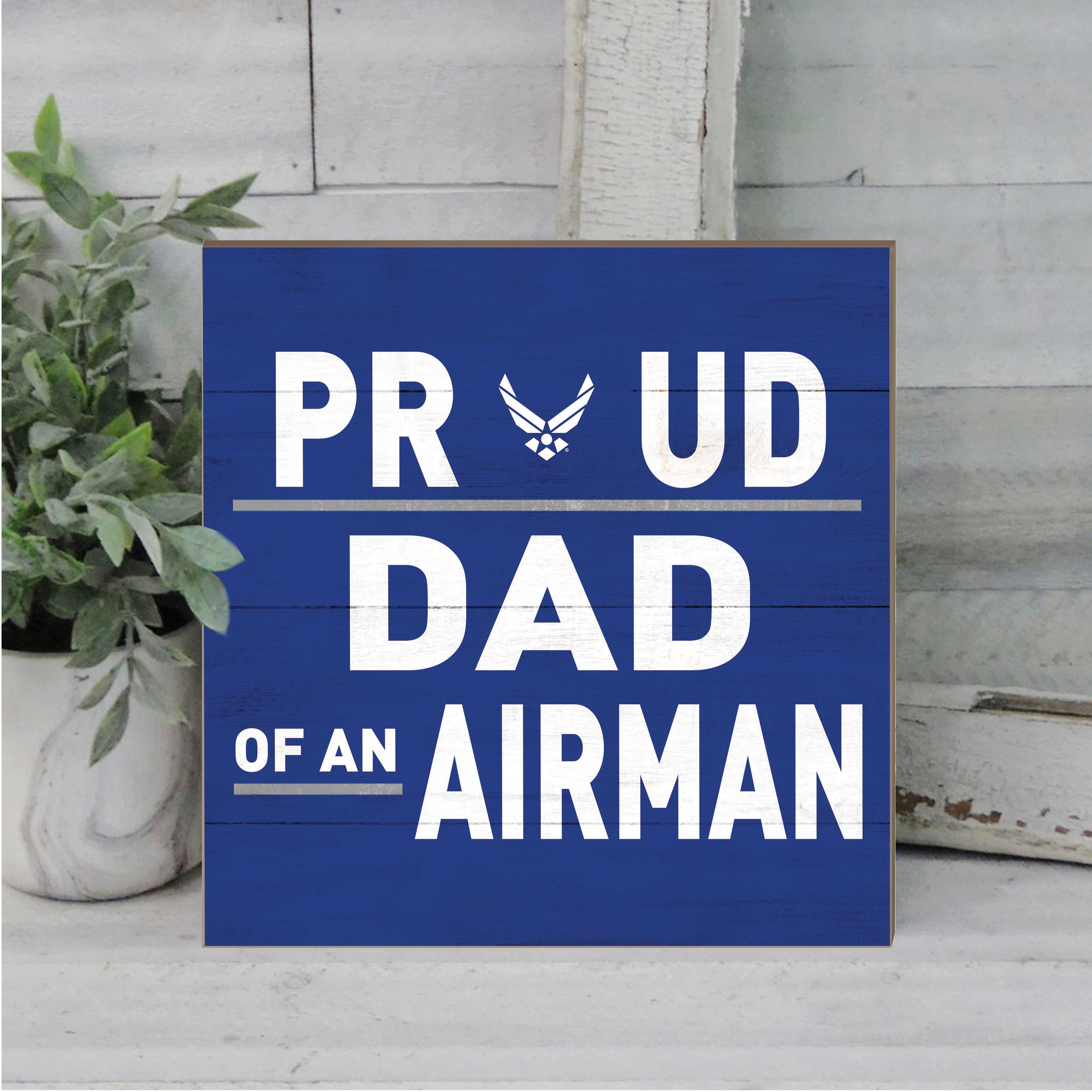 7.62 Design US Air Force Proud Dad insegna legno 25x25 blu