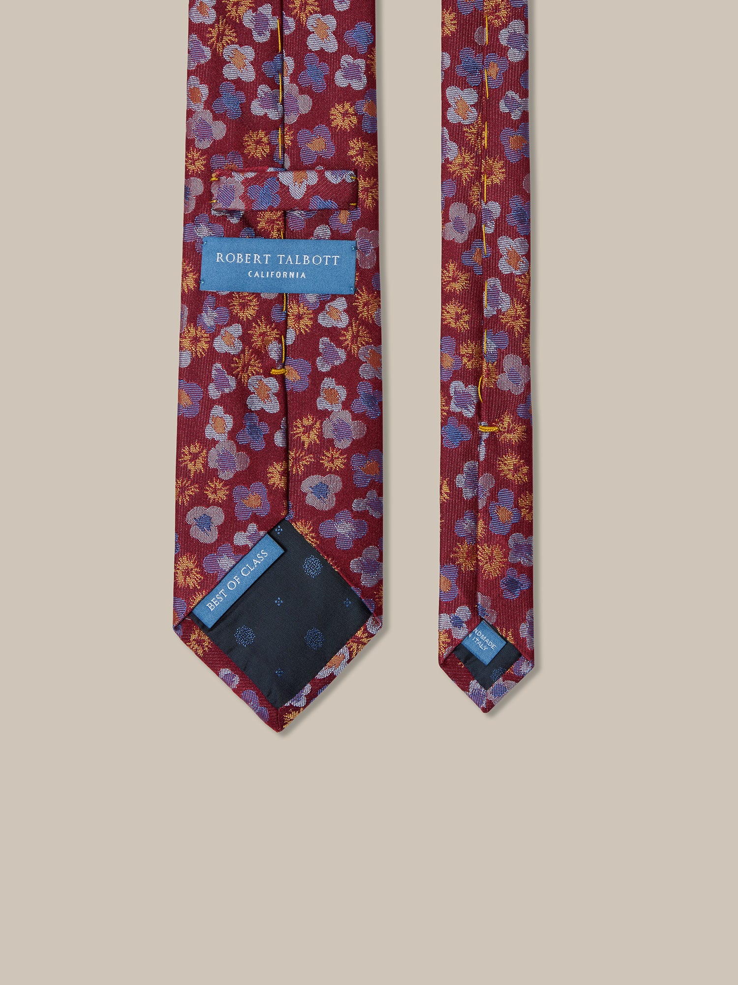 Robert Talbott Robert Cravatta Seta Fiori Rosso Multi