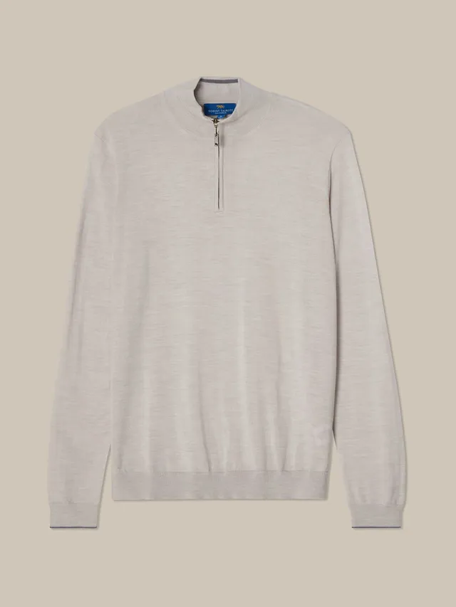 Robert Talbott Eastwood maglione mezza zip oatmeal M
