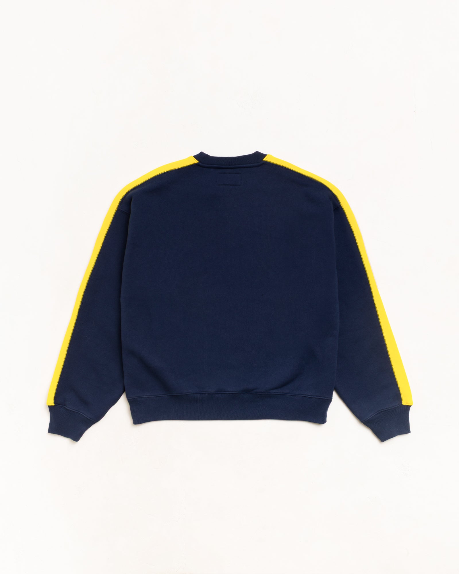 Stussy Paneled Stripe Crew felpa navy cotone pesante