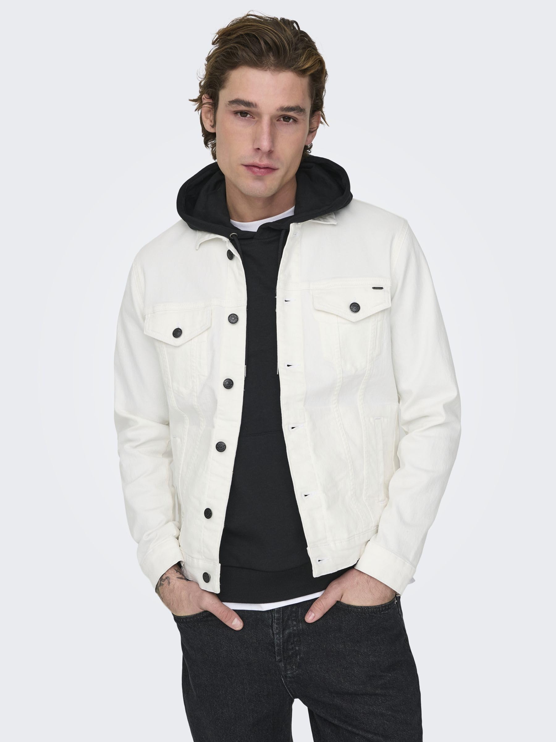 Only & Sons Canvas giacca uomo bianca taglia L shell