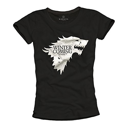 MAKAYA T-Shirt Donna Winter Is Coming nera taglia S