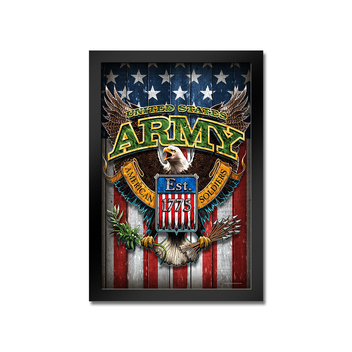 7.62 Design Home Fighting Eagle Stampa Incorniciata 14x20 Army
