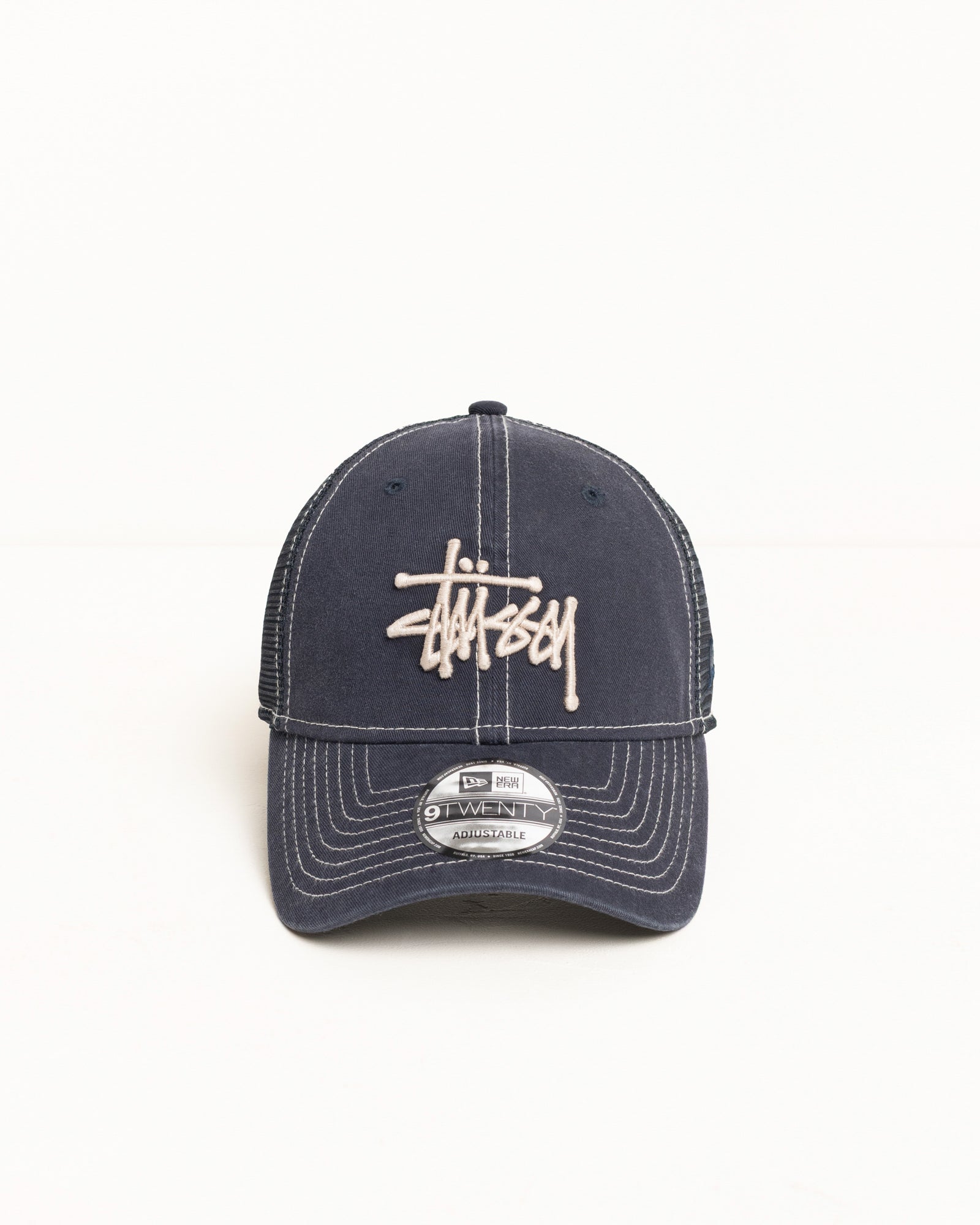 Stussy 9TWENTY Washed Basic Trucker berretto Navy taglia unica rete