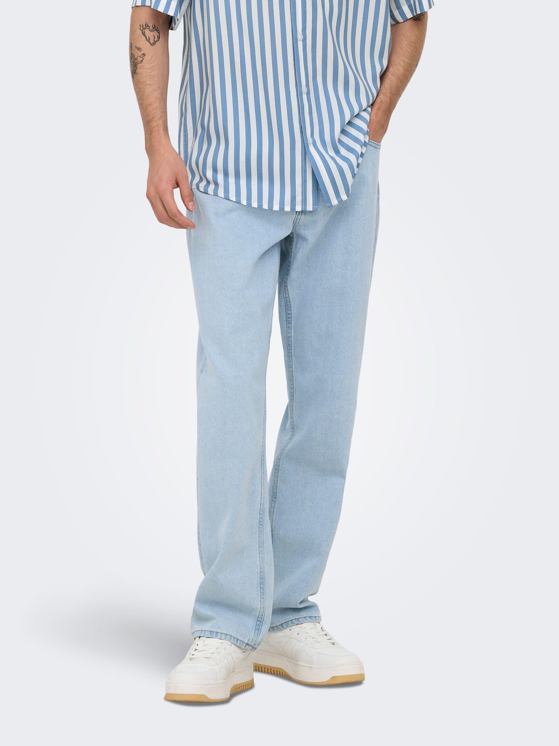 ONLY & SONS Onsedge Straight Jeans uomo vita media medium blue
