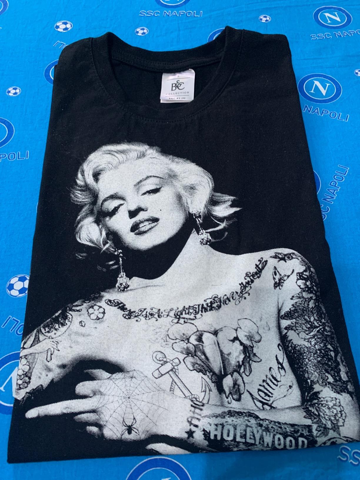 Makaya T-Shirt Donna Tattoo Pin Up Maglietta Blu S Cotone