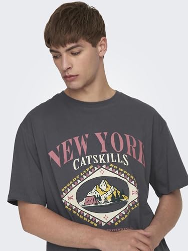 Only & Sons T-Shirt Uomo S Gessato Grigio Cotone
