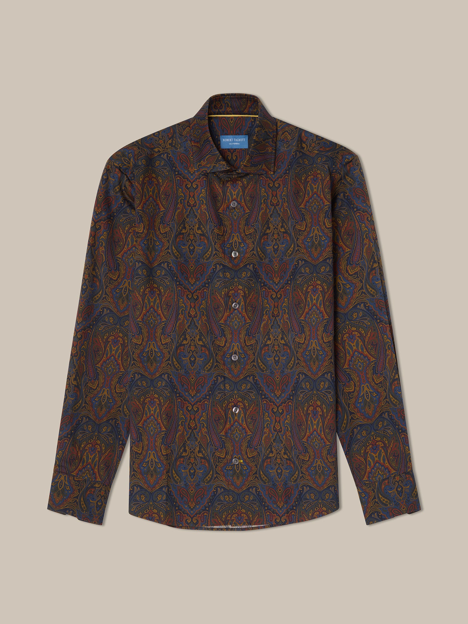 Robert Talbott Reynolds Camicia Cotone Paisley Blu Multi