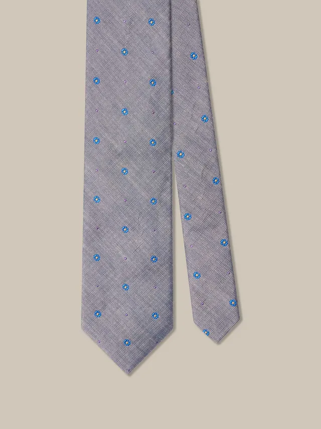 Robert Talbott Robert Mini Flower cravatta seta azzurra REG
