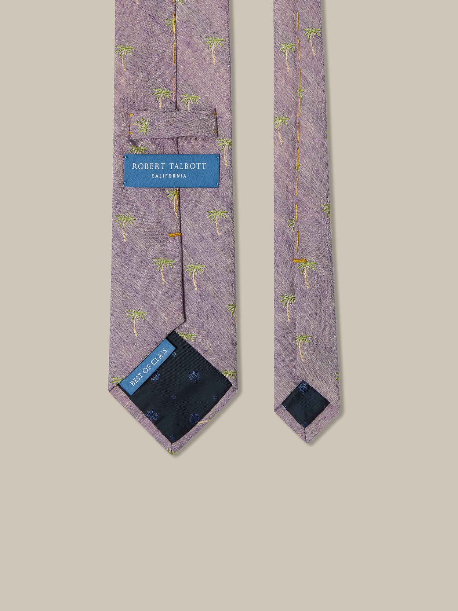 Robert Talbott Palm cravatta seta lino viola REG