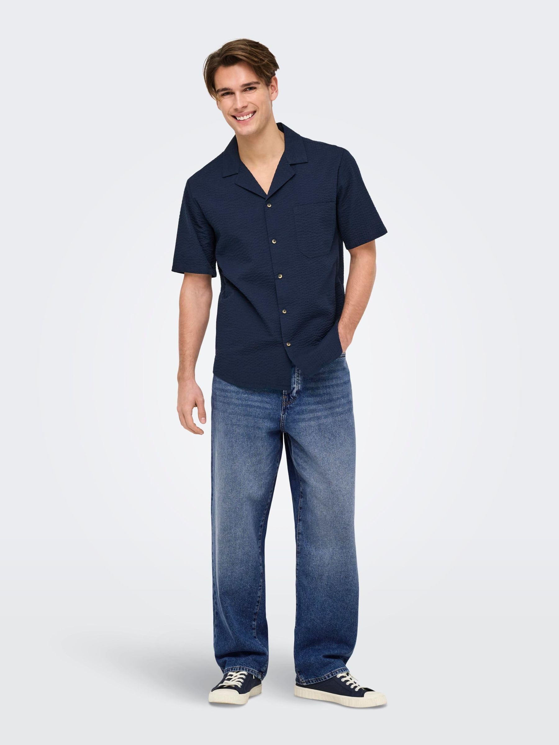 Only & Sons OnsFade Vita Alta Loose Fit Jeans Light Blue Denim