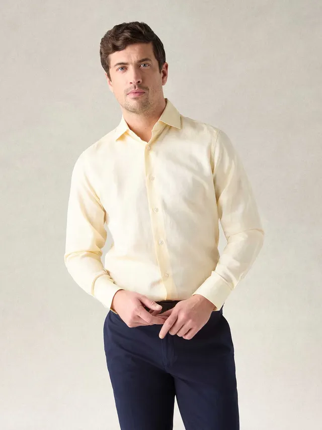 Robert Talbott Reynolds camicia lino cotone gialla