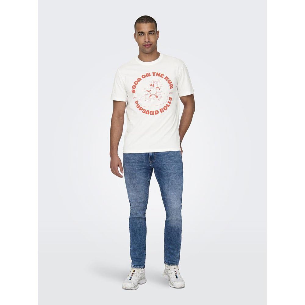 Only & Sons Kim Reg Funny T-shirt uomo XS cotone bio