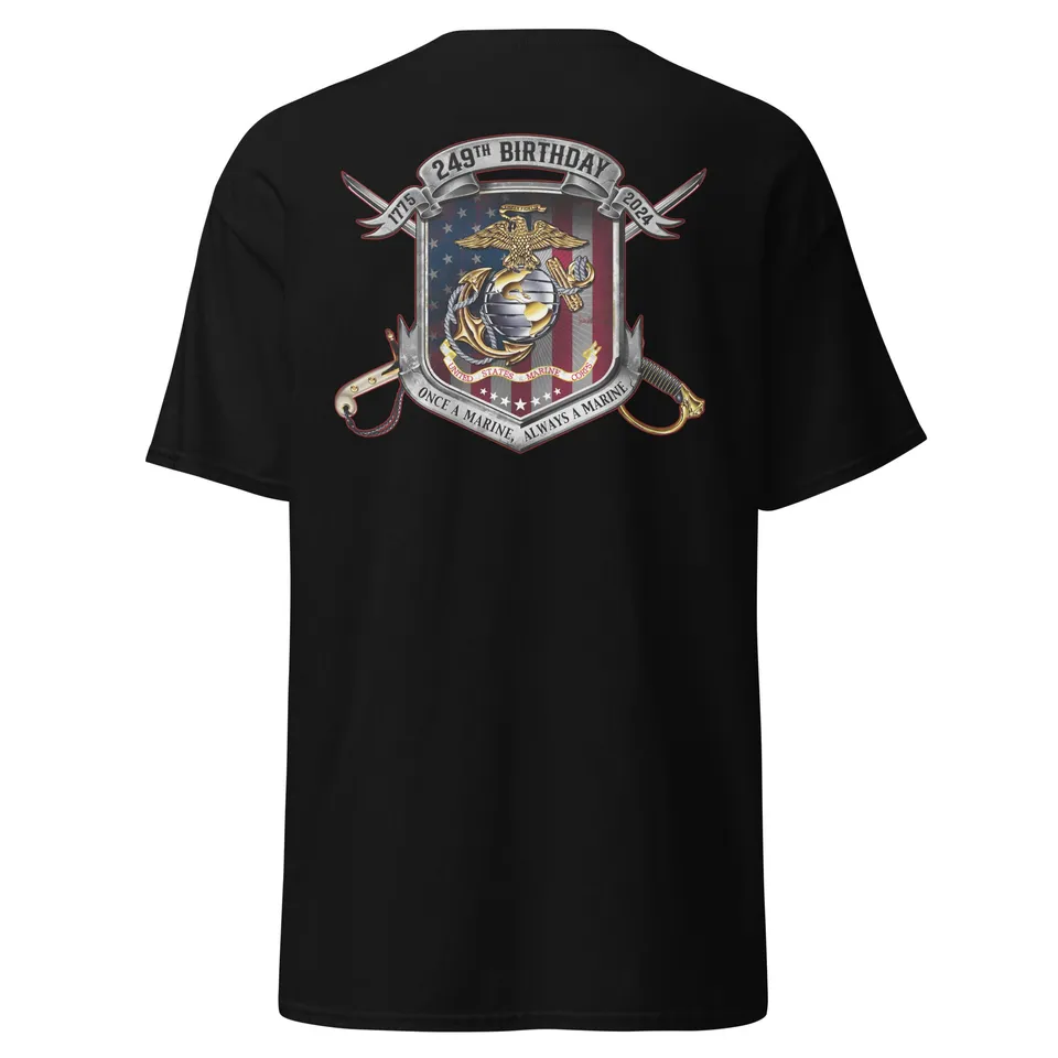 7.62 Design USMC 249th maglietta uomo nera cotone compleanno