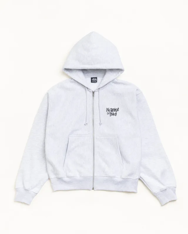 Stussy Peace Increased Zip Hoodie felpa grigia 430gsm