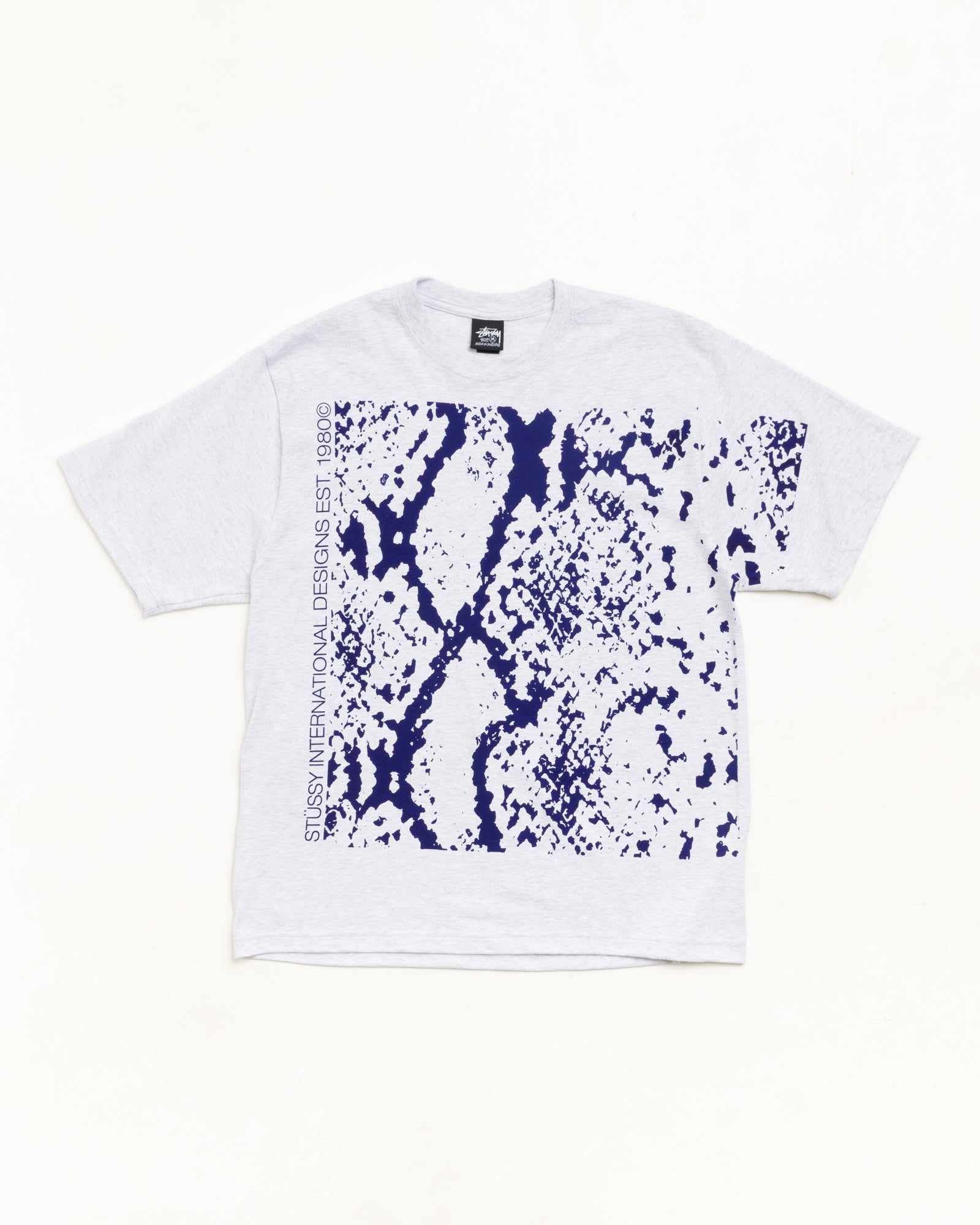 Stussy Snakeskin Tee maglietta grigia Ash Heather cotone