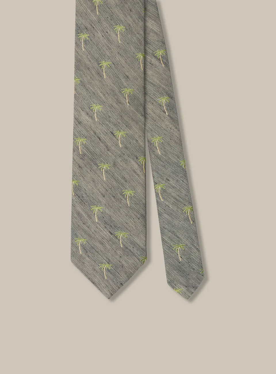 Robert Talbott Palm cravatta seta lino blu navy REG