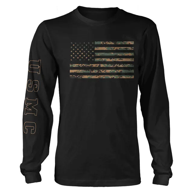 7.62 Design USMC Woodland MARPAT Flag maglietta manica lunga nera