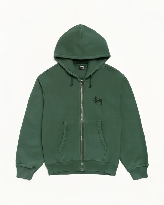 Stussy Basic Zip Hoodie felpa zip pine cotone 430gsm