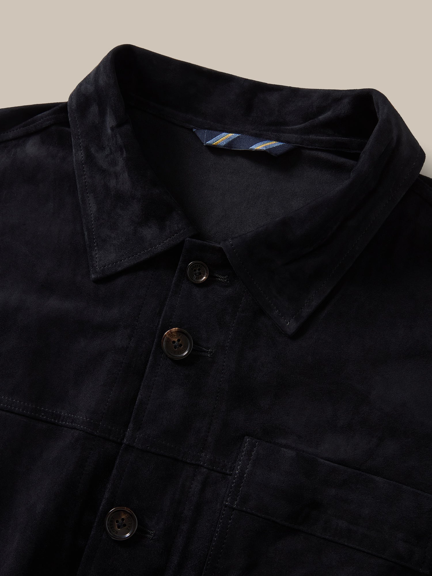 Robert Talbott Damon giacca pelle blu navy