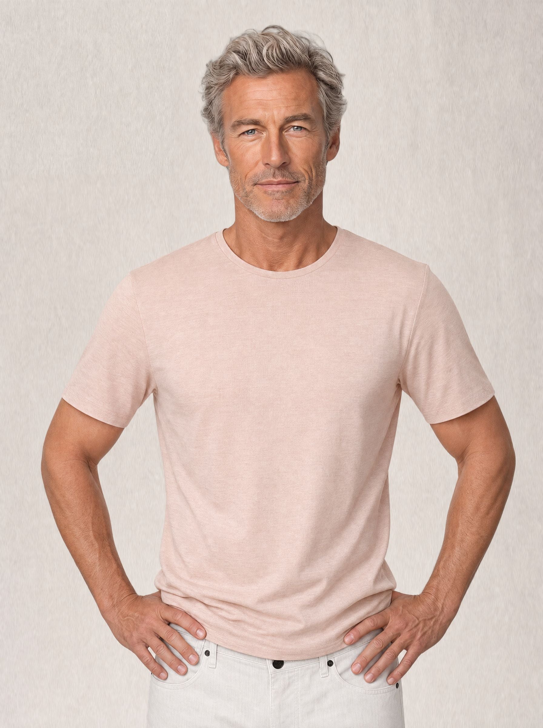 Robert Talbott Davis Linen T-shirt uomo Pink in lino piquet