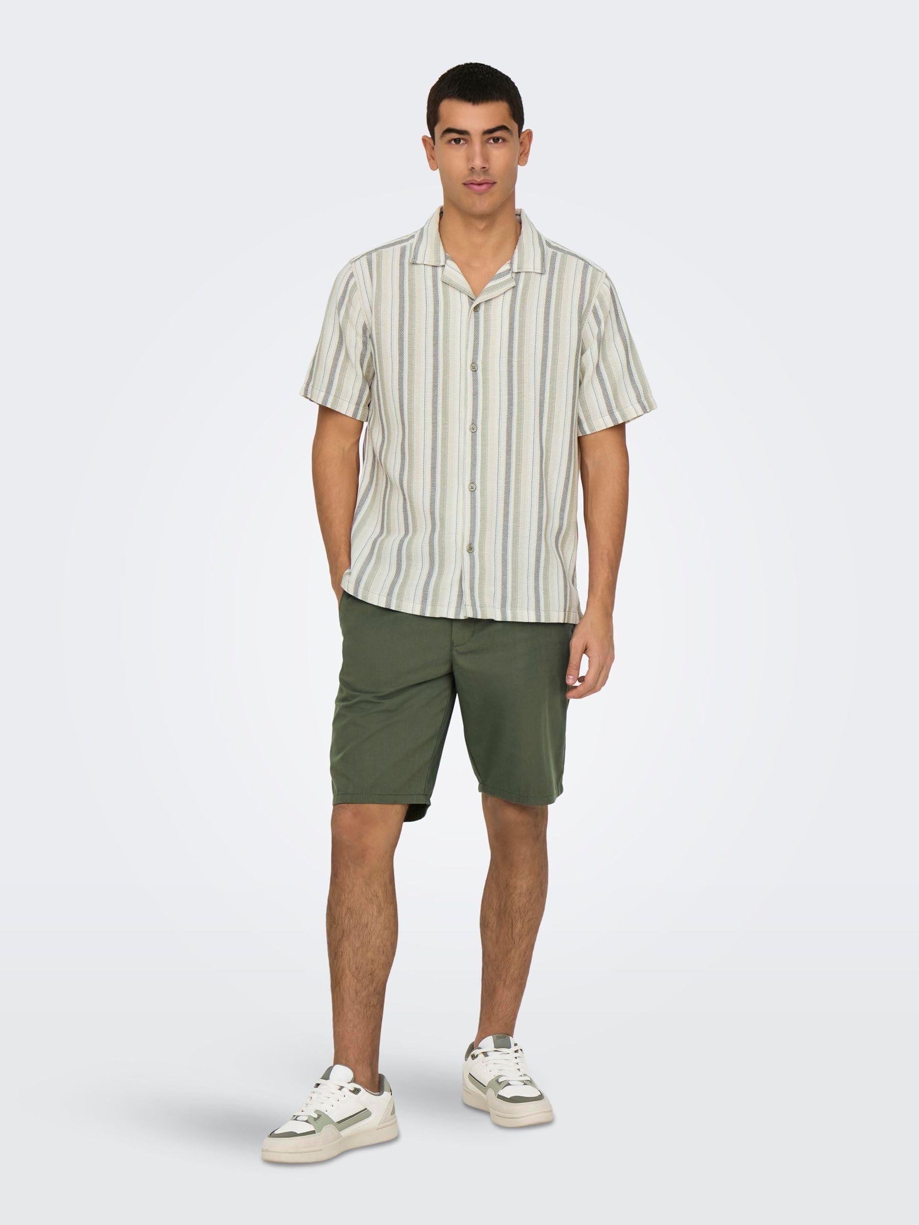 ONLY & SONS Onstrev Life Camicia Righe Maniche Corte S