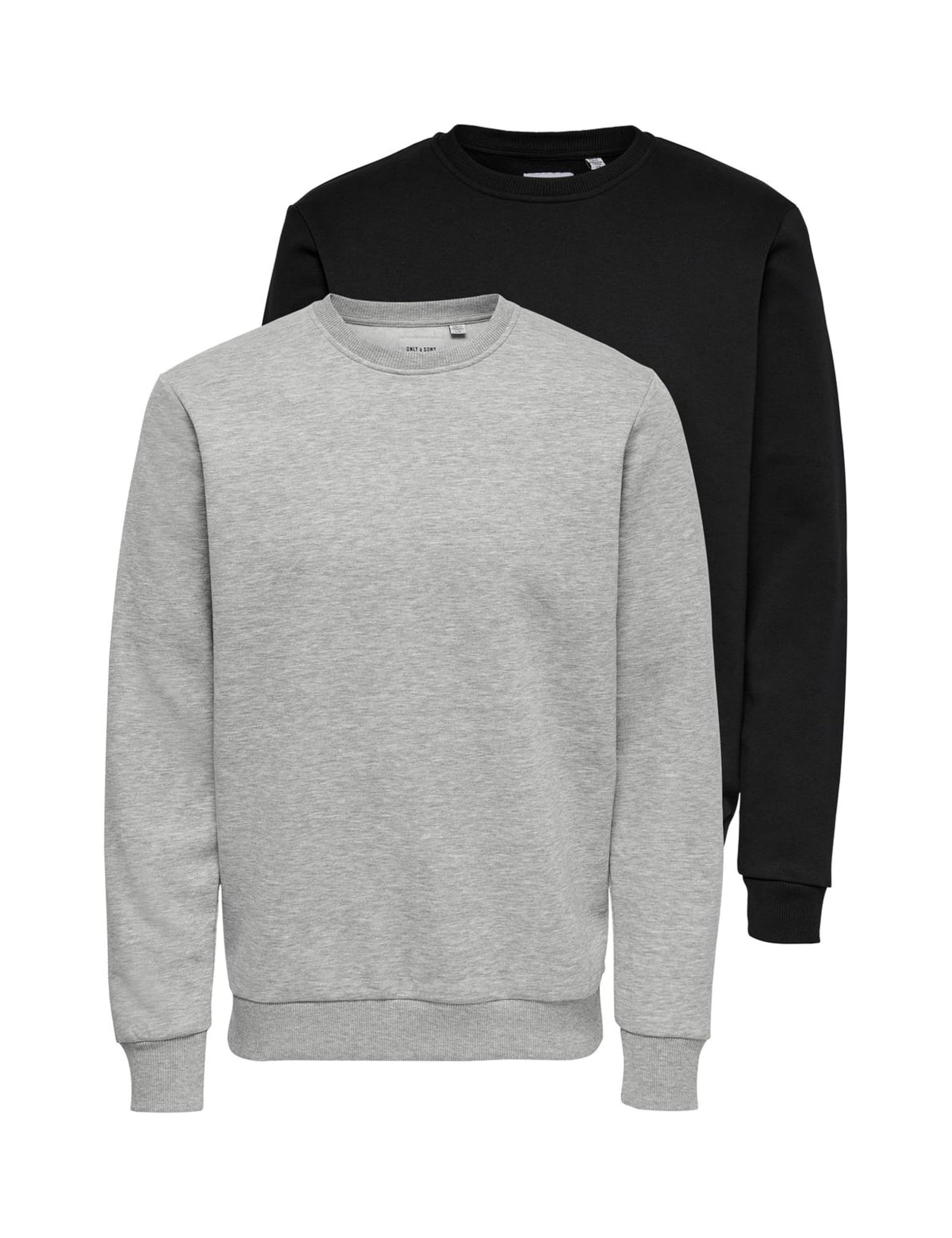 ONLY & SONS felpa girocollo uomo pack 2 nero S tinta unita
