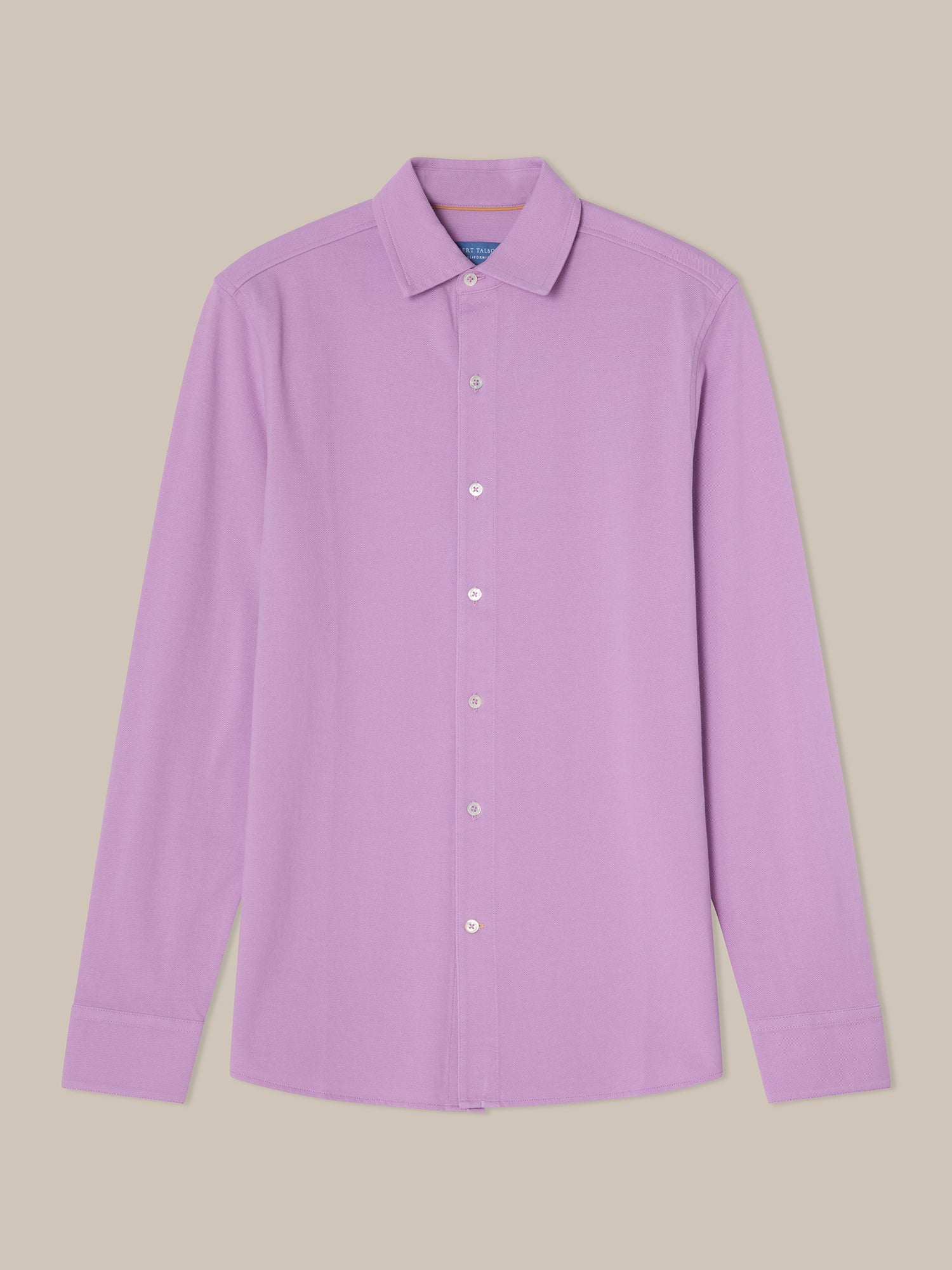 Robert Talbott Foster Polo Manica Lunga Lilla Cotone Piqué