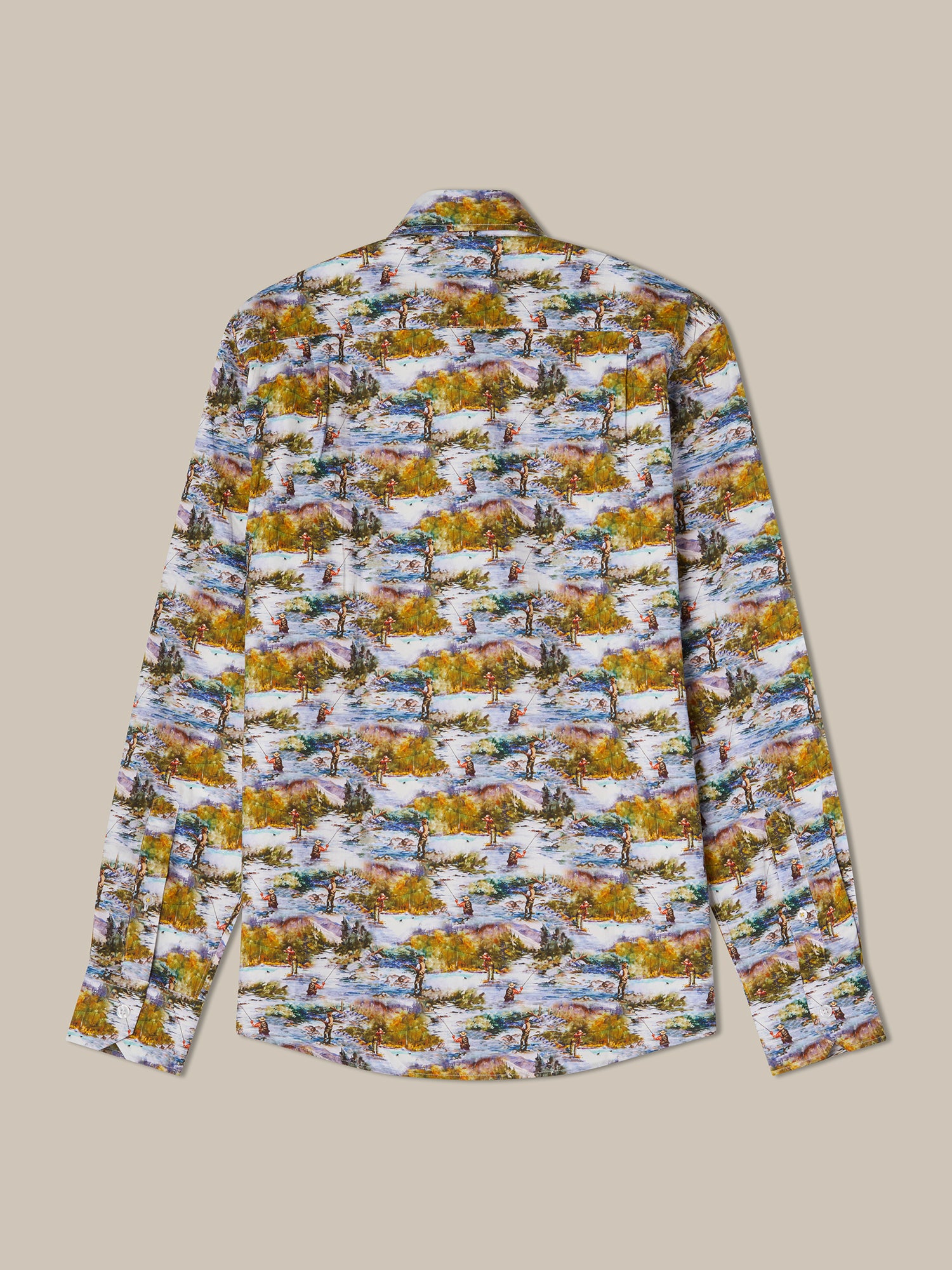 Robert Talbott Reynolds camicia pesca verde multi