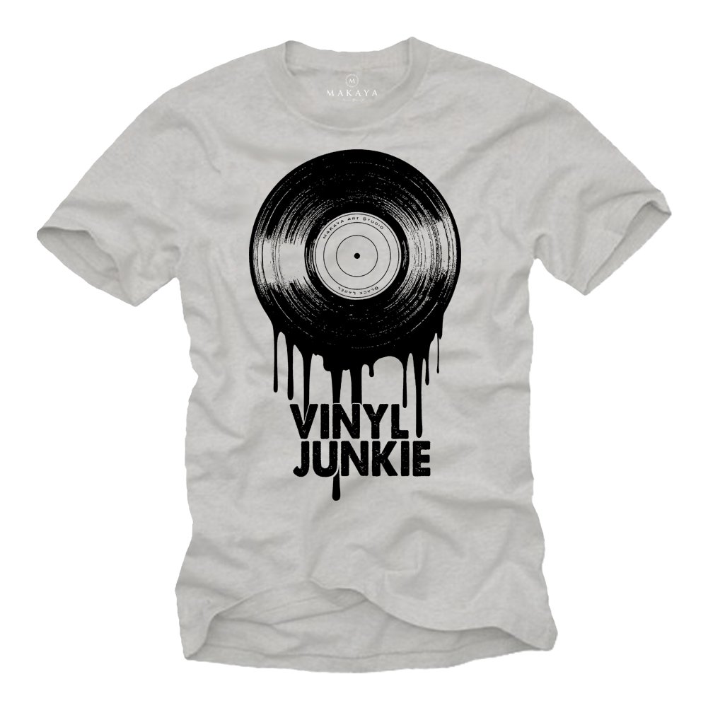 MAKAYA T-Shirt Uomo Vinyl Junkie Maglietta XXL 100% Cotone