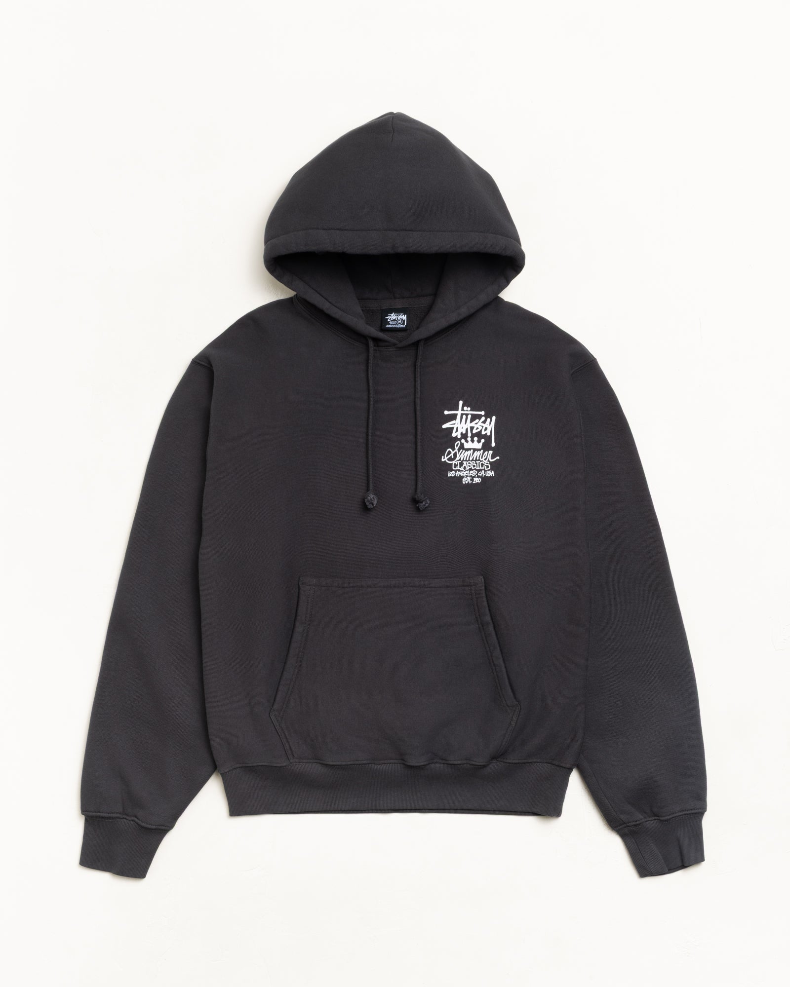 Stussy Summer Classics Hoodie felpa nero slavato 450 gsm