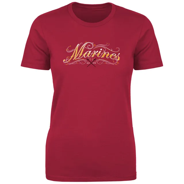 7.62 Design USMC Ornate T-Shirt Donna Cotone Rossa Manica Corta
