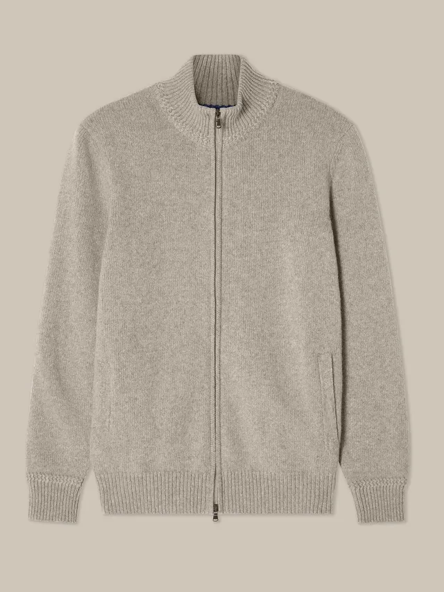 Robert Talbott Graham maglione full zip crema cashmere