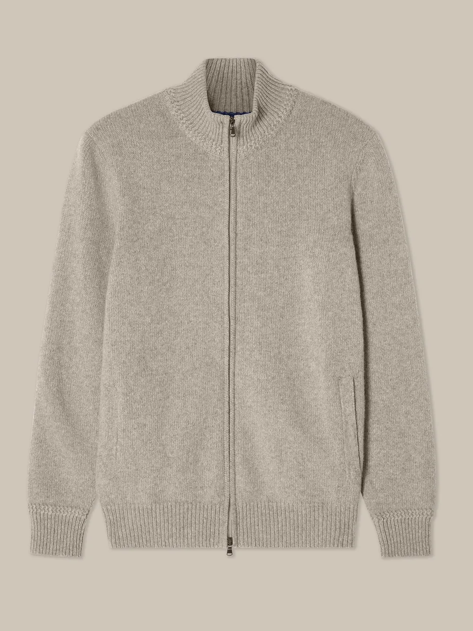 Robert Talbott Graham maglione full zip crema cashmere