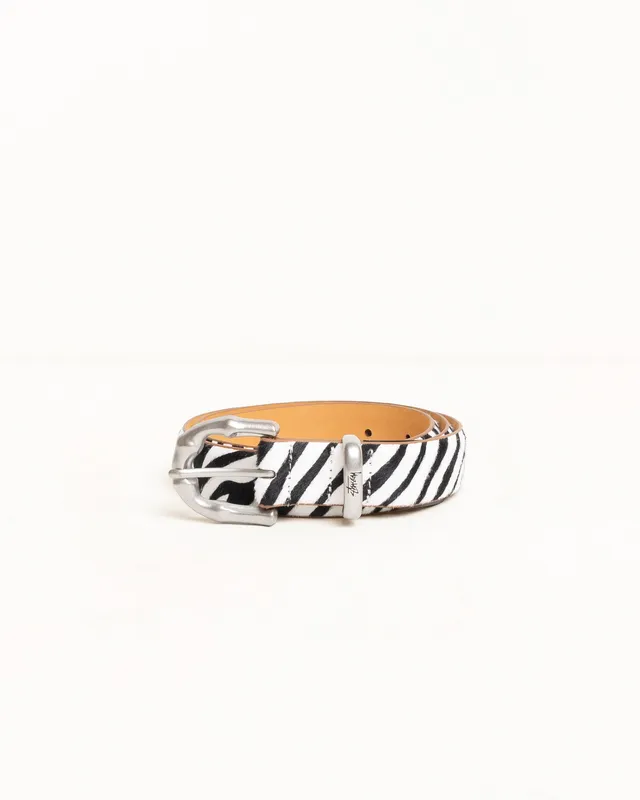 Stussy Bamboo Buckle Belt cintura pelle Hairy Zebra 102cm