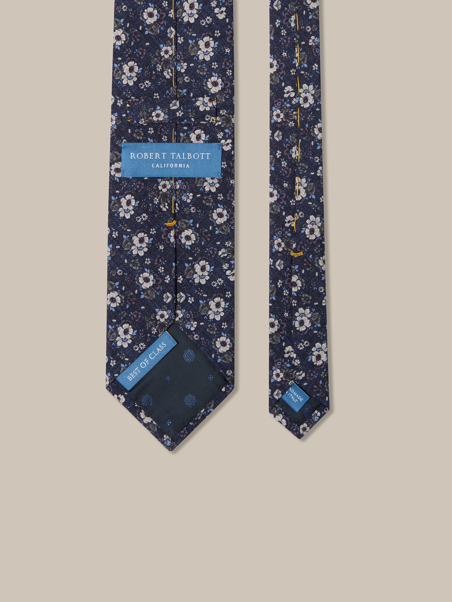 Robert Talbott Small Floral cravatta seta blu REG