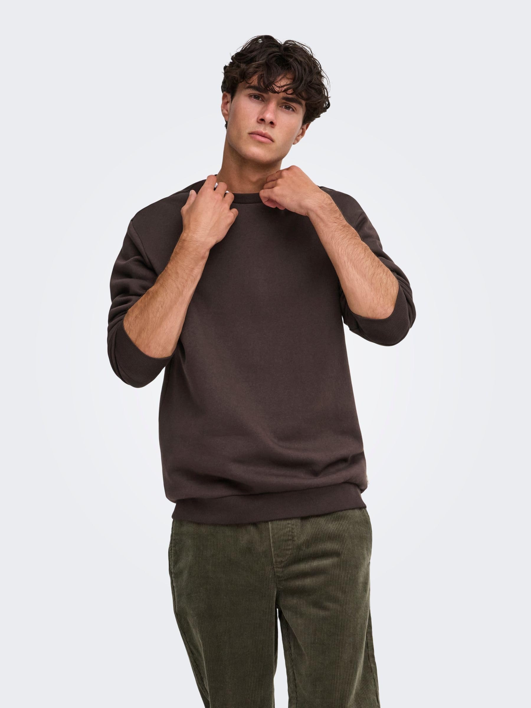 Only & Sons Onsceres felpa uomo Coffee Bean girocollo