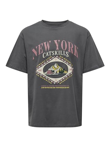 Only & Sons T-Shirt Uomo S Gessato Grigio Cotone