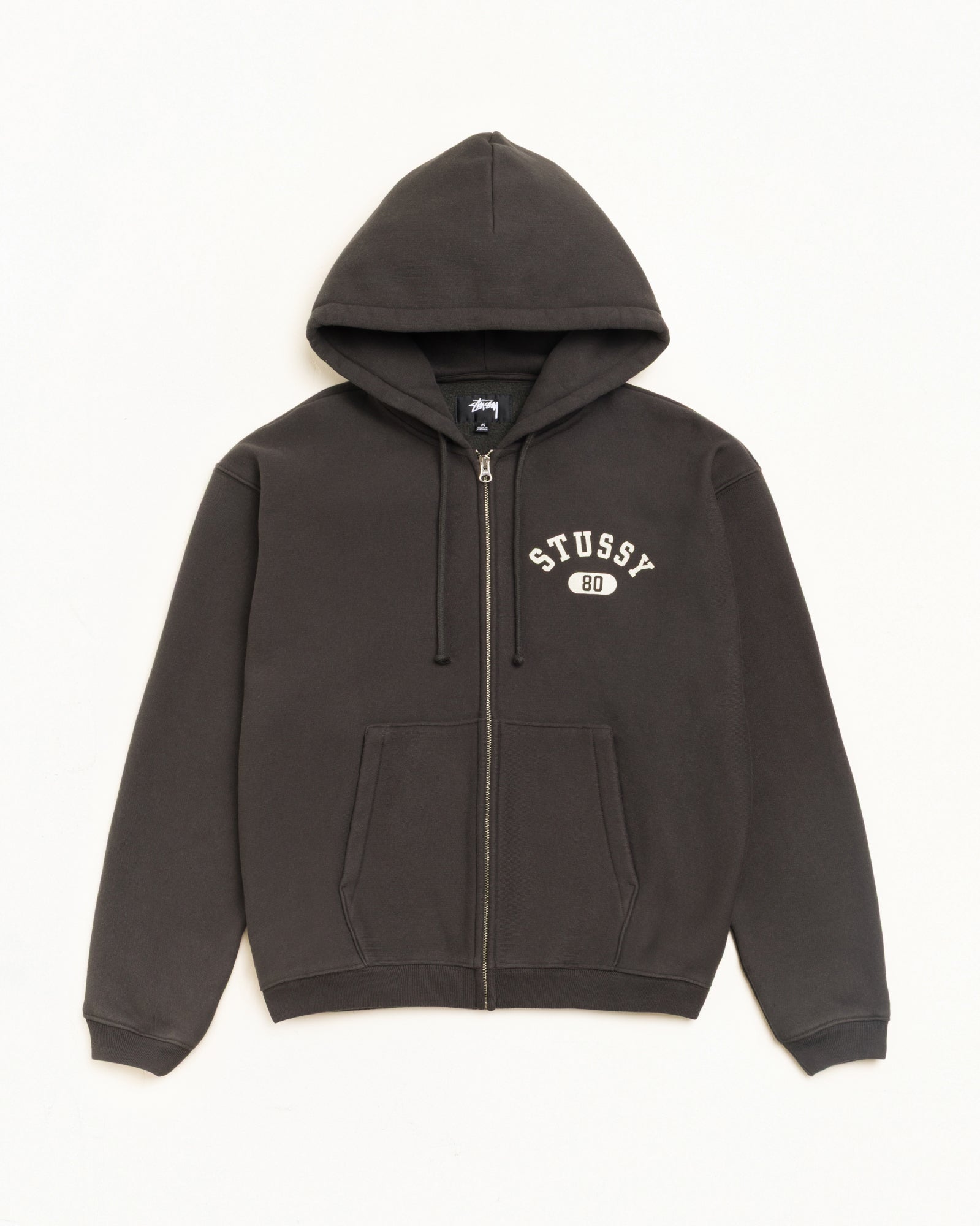 Stussy Varsity Zip Hoodie felpa nera 535 gsm