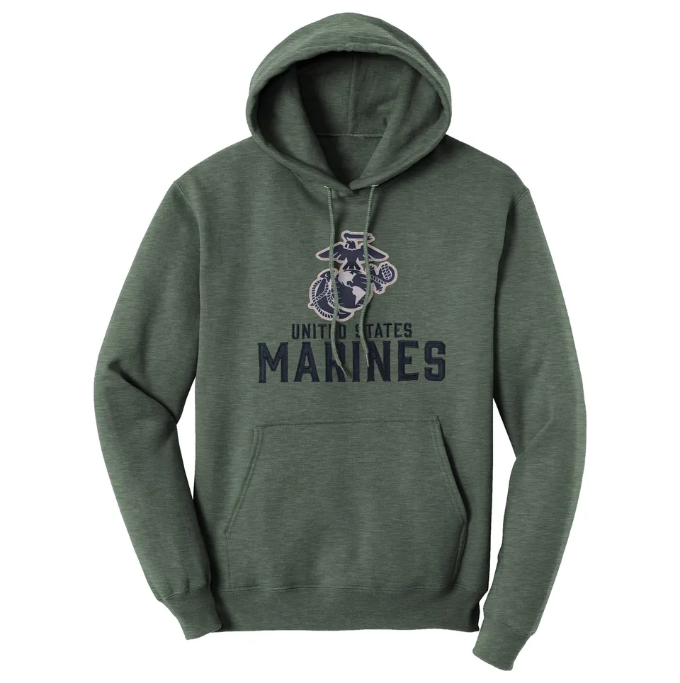 7.62 Design USMC Heather Green felpa con cappuccio verde cotone