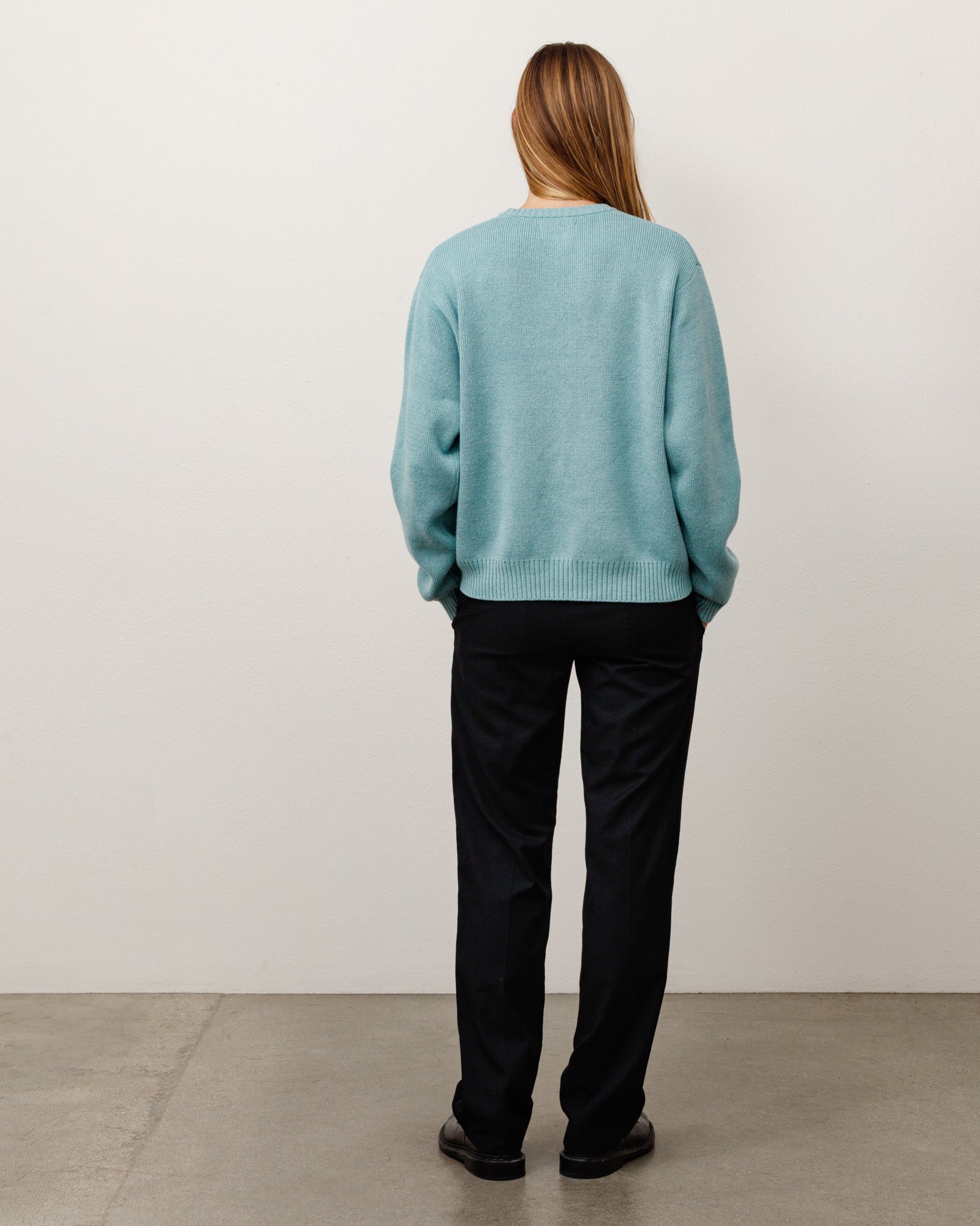Stussy Striped Hibiscus Sweater maglione Dusty Blue jacquard