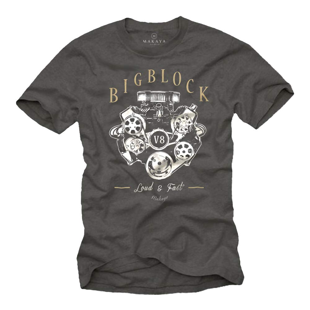 MAKAYA Big Block V8 Charger T-Shirt Uomo Cotone