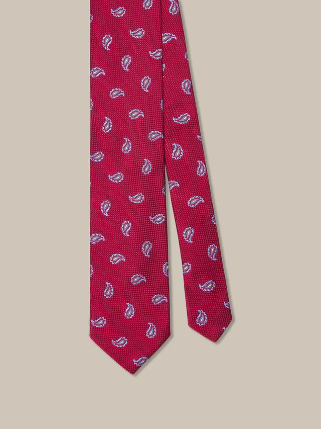Robert Talbott Pine Jacquard cravatta rossa seta