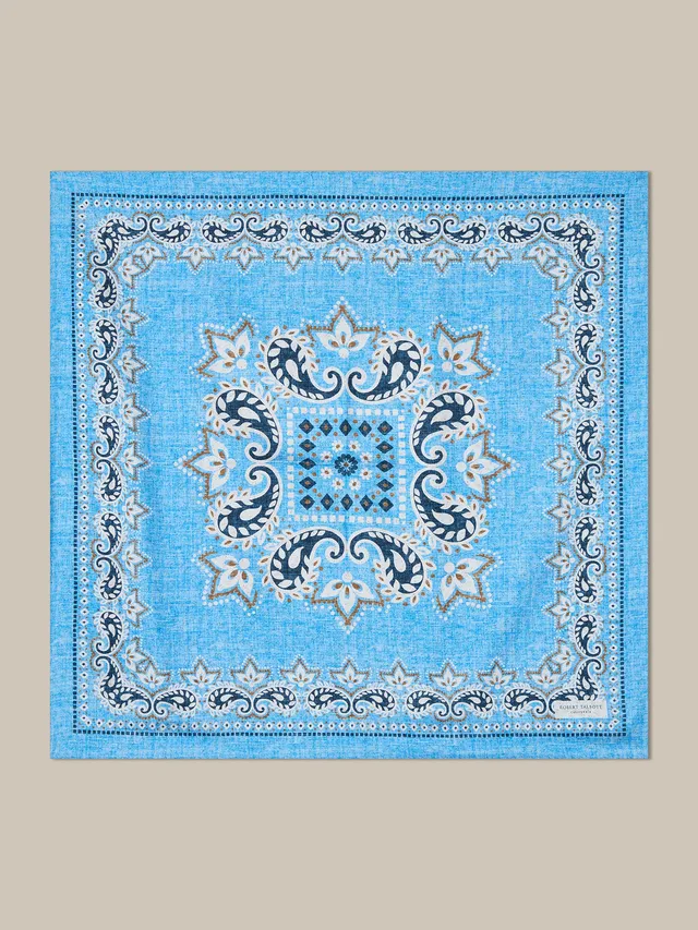 Robert Talbott Harmon foulard seta azzurro floreale reversibile