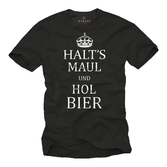 MAKAYA Zitto Birra T-Shirt Uomo L Cotone Divertente